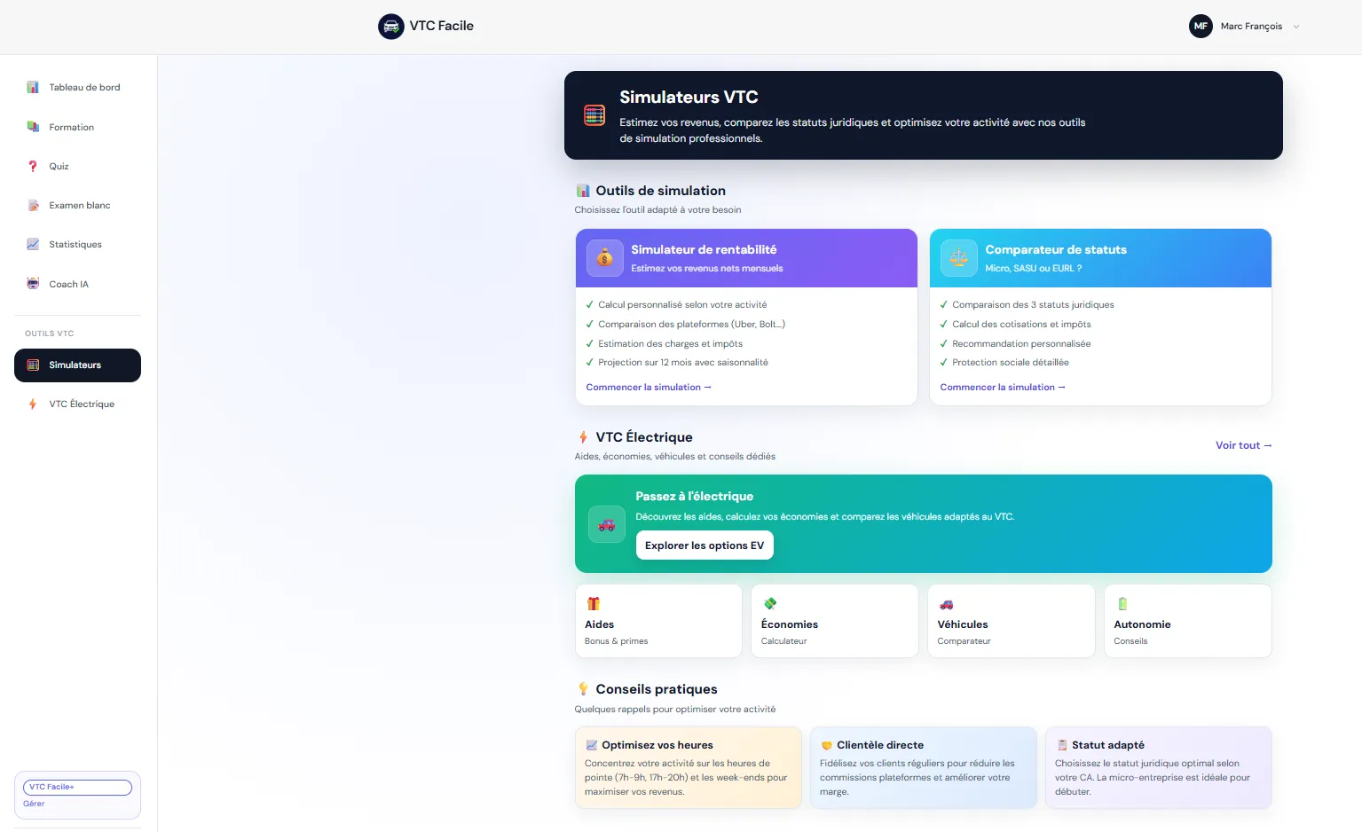 VTC Facile - Simulateurs VTC électrique: aides, économies et comparateur de véhicules